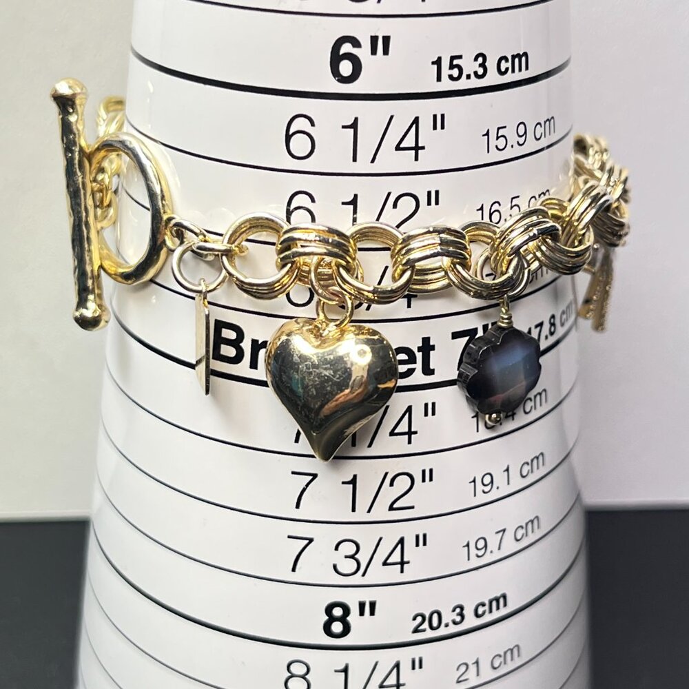 Luna Norte Gold Tone CZ Charm Bracelet Toggle Clasp - Picture 11 of 12